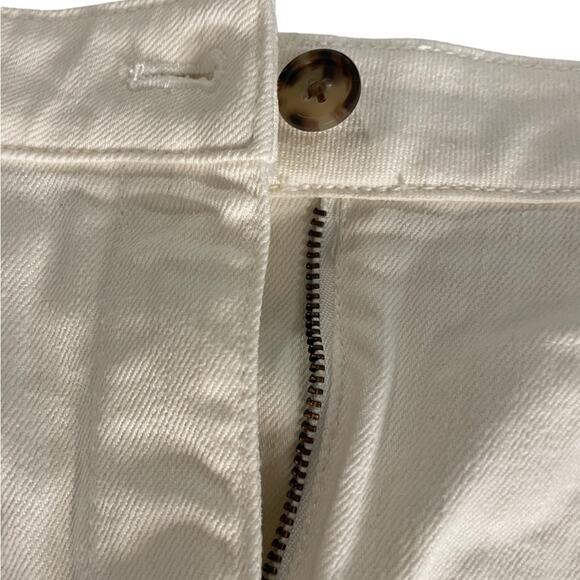 Ann Taylor High Rise Denim Midi Pencil Skirt Womens 8P Cream Stretch Slit Classy - Picture 4 of 12